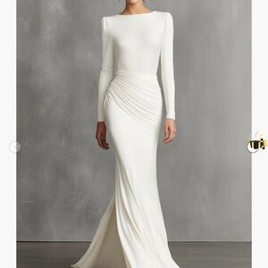 Sophisticated Long Sleeve White Gown